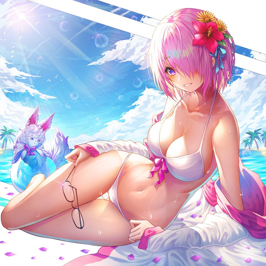 mash kyrielight and fou (fate and 1 more) drawn by okazu_(eightstudio)