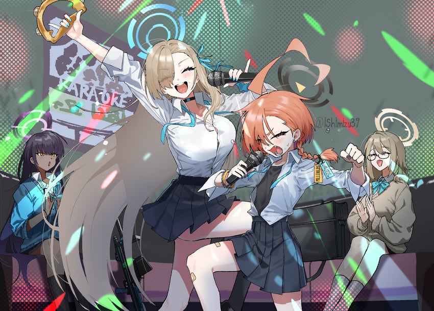 asuna, karin, neru, and akane (blue archive) drawn by jjigong_chigon