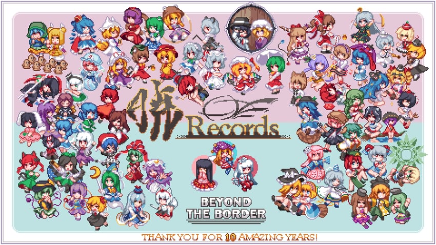 hakurei reimu, kirisame marisa, remilia scarlet, flandre scarlet, izayoi sakuya, and 66 more (touhou and 1 more) drawn by nukekip