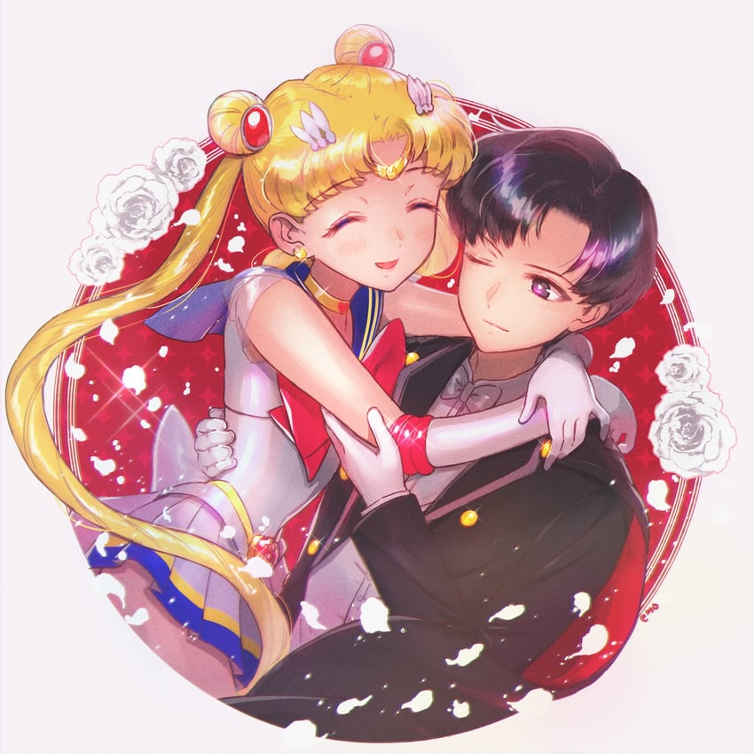 tsukino usagi, sailor moon, super sailor moon, chiba mamoru, and tuxedo kamen (bishoujo senshi sailor moon) drawn by yyemoyy