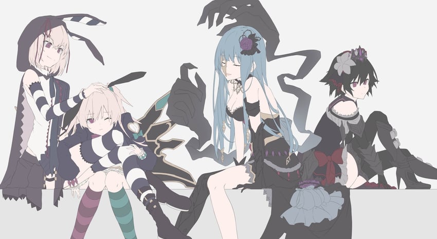 chaos alice, chaos snow white, chaos red riding hood, and chaos cinderella (grimms notes) drawn by iumi_urura