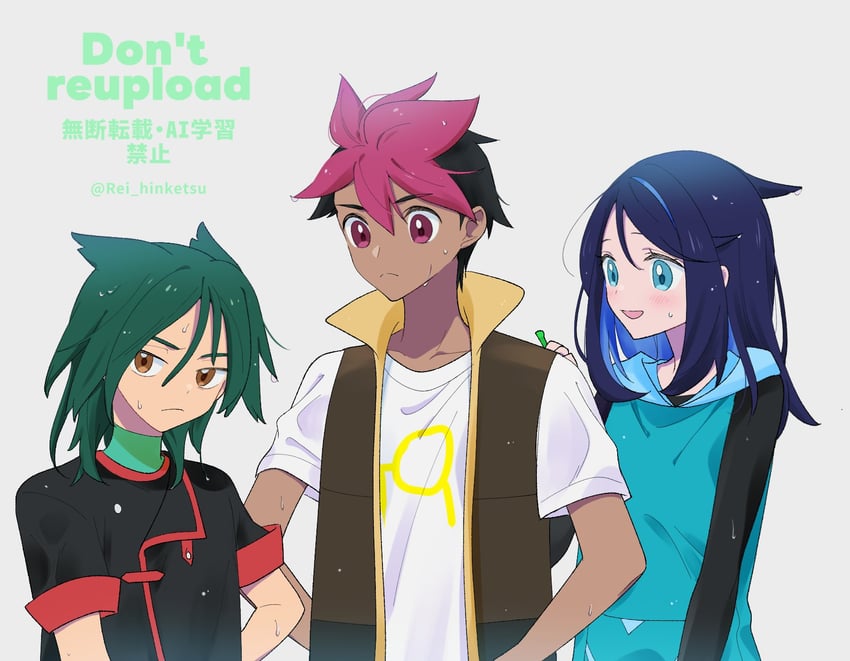 liko, roy, and ult (pokemon and 1 more) drawn by rei_hinketsu