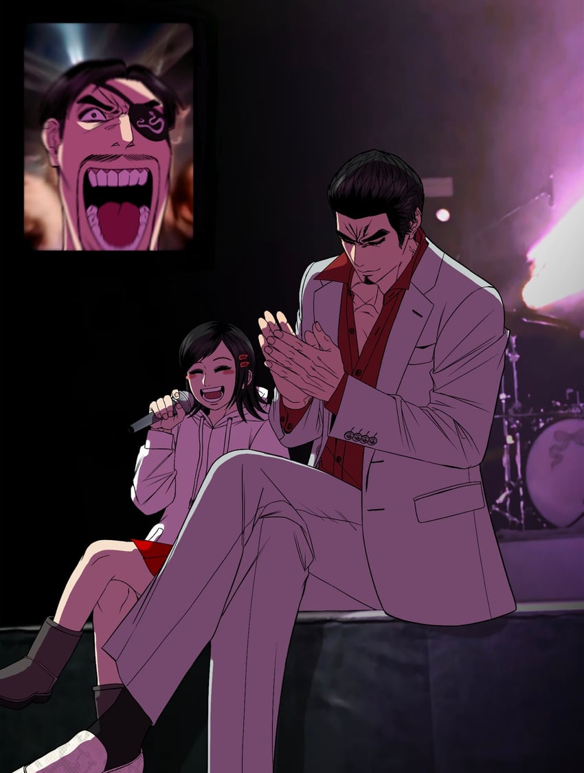 kiryu kazuma, majima goro, and sawamura haruka (ryuu ga gotoku) drawn by cdtxufre