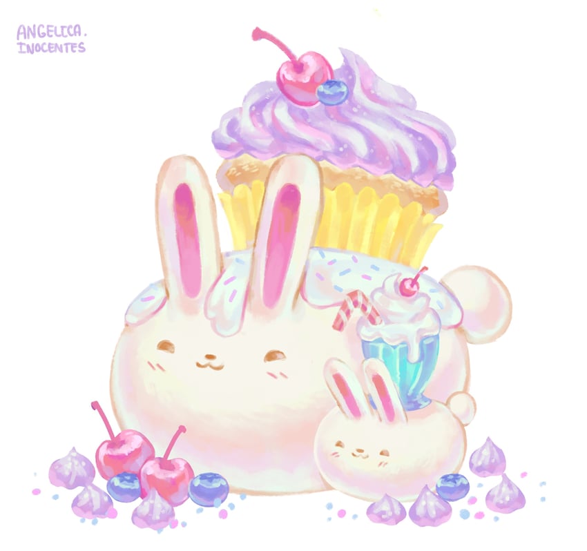 cupcake bunny and milkshake bunny (omori) drawn by artsyinnocence