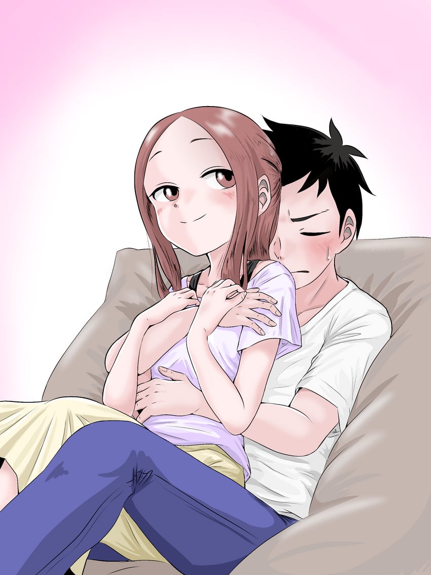 takagi-san and nishikata (karakai jouzu no takagi-san) drawn by hatomugi_(user_datj4345)