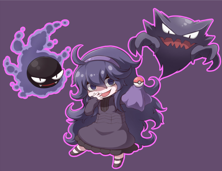 hex maniac, gastly, and haunter (pokemon and 1 more) drawn by monugaeru
