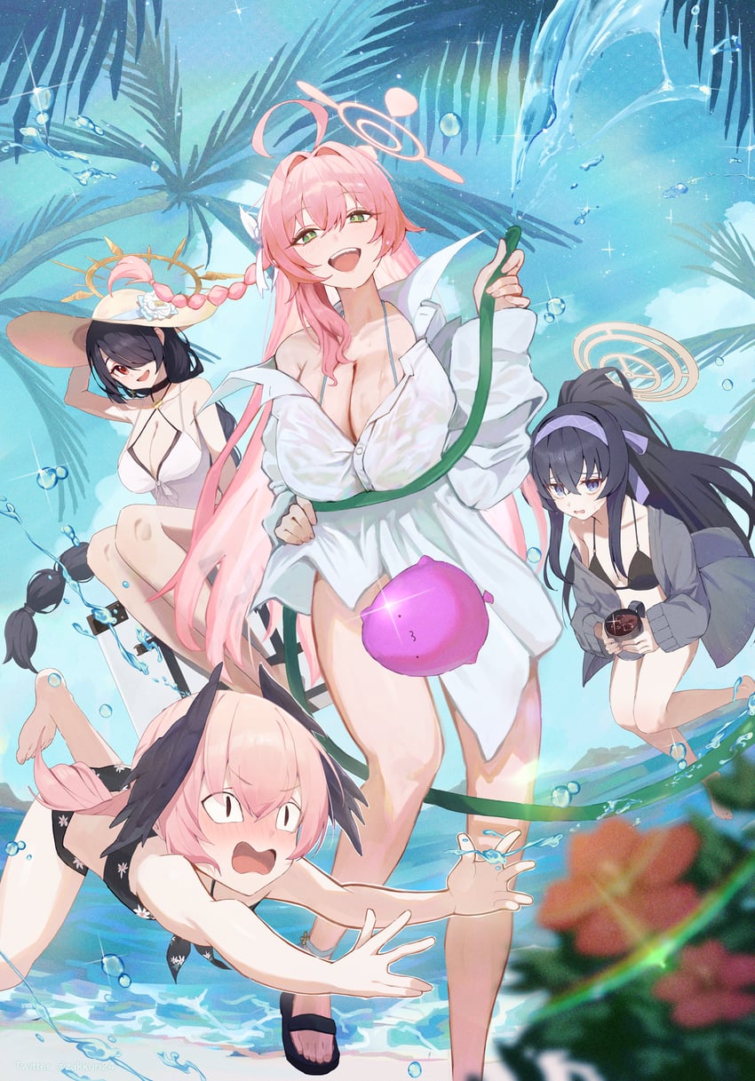 koharu, hanako, ui, and hinata (blue archive) drawn by zakkuri