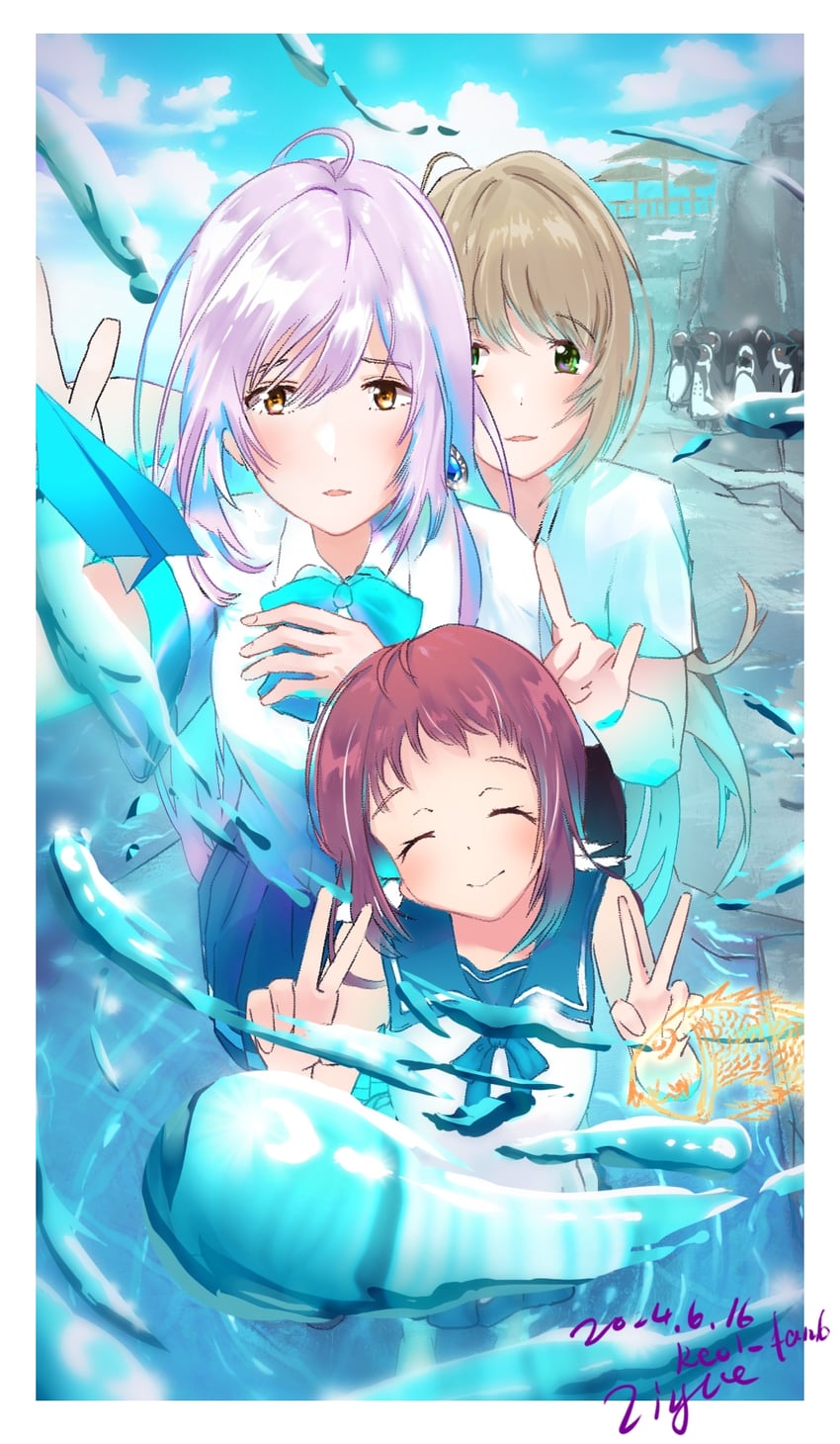 mukaido manaka, miyazawa fuuka, and tsukishiro hitomi (nagi no asukara and 2 more) drawn by ziyue_(pixiv_53327290)