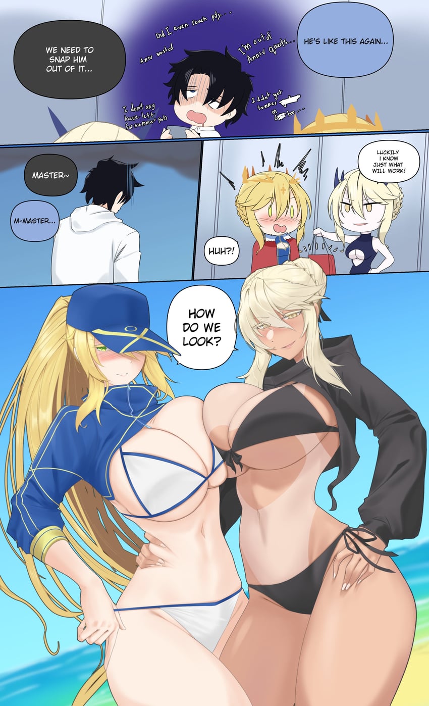 artoria pendragon, fujimaru ritsuka, mysterious heroine xx, and mysterious heroine xx alter (fate and 1 more) drawn by the_flying_toaster
