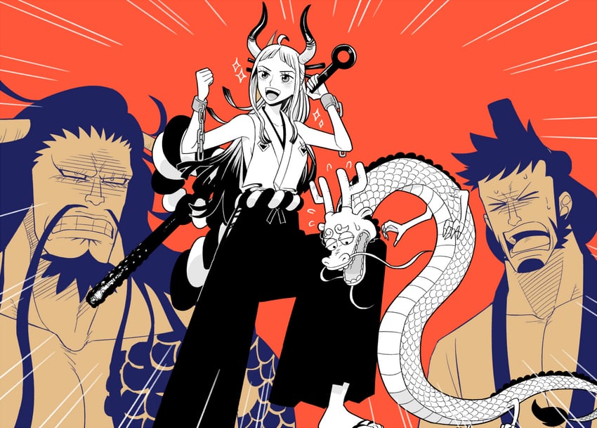 yamato, kouzuki momonosuke, kaidou, and kinemon (one piece) drawn by hasami_(hasami25)