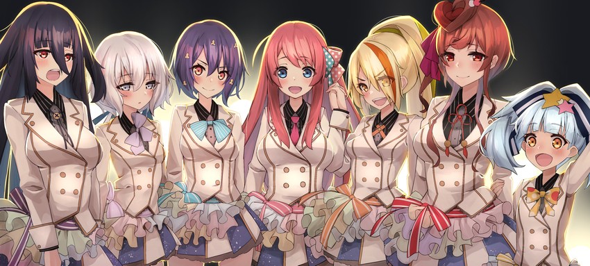 konno junko, minamoto sakura, mizuno ai, nikaidou saki, hoshikawa lily, and 2 more (zombie land saga) drawn by ashisi