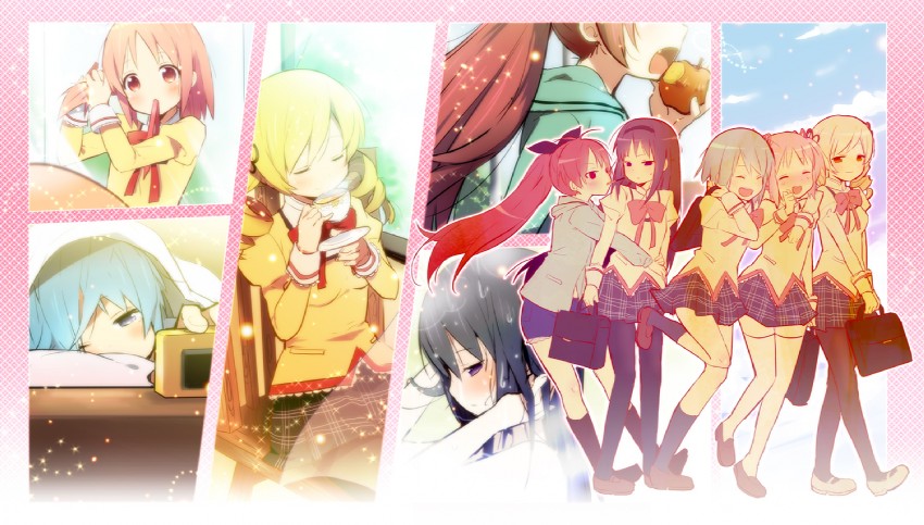 akemi homura, kaname madoka, miki sayaka, sakura kyoko, and tomoe mami (mahou shoujo madoka magica) drawn by kl_(dgzonbi)