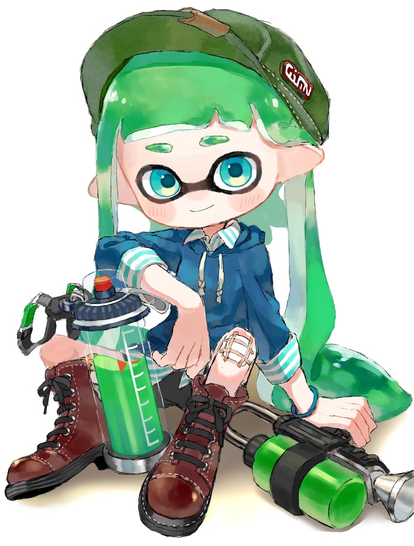 inkling player character and inkling girl (splatoon) drawn by myon_rio