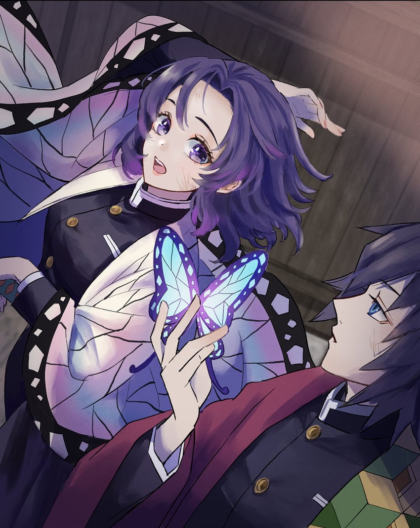 kochou shinobu and tomioka giyuu (kimetsu no yaiba) drawn by siolemon1