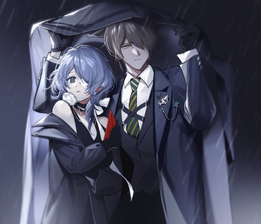 whisperain and phantom (arknights and 1 more) drawn by pienahenggou