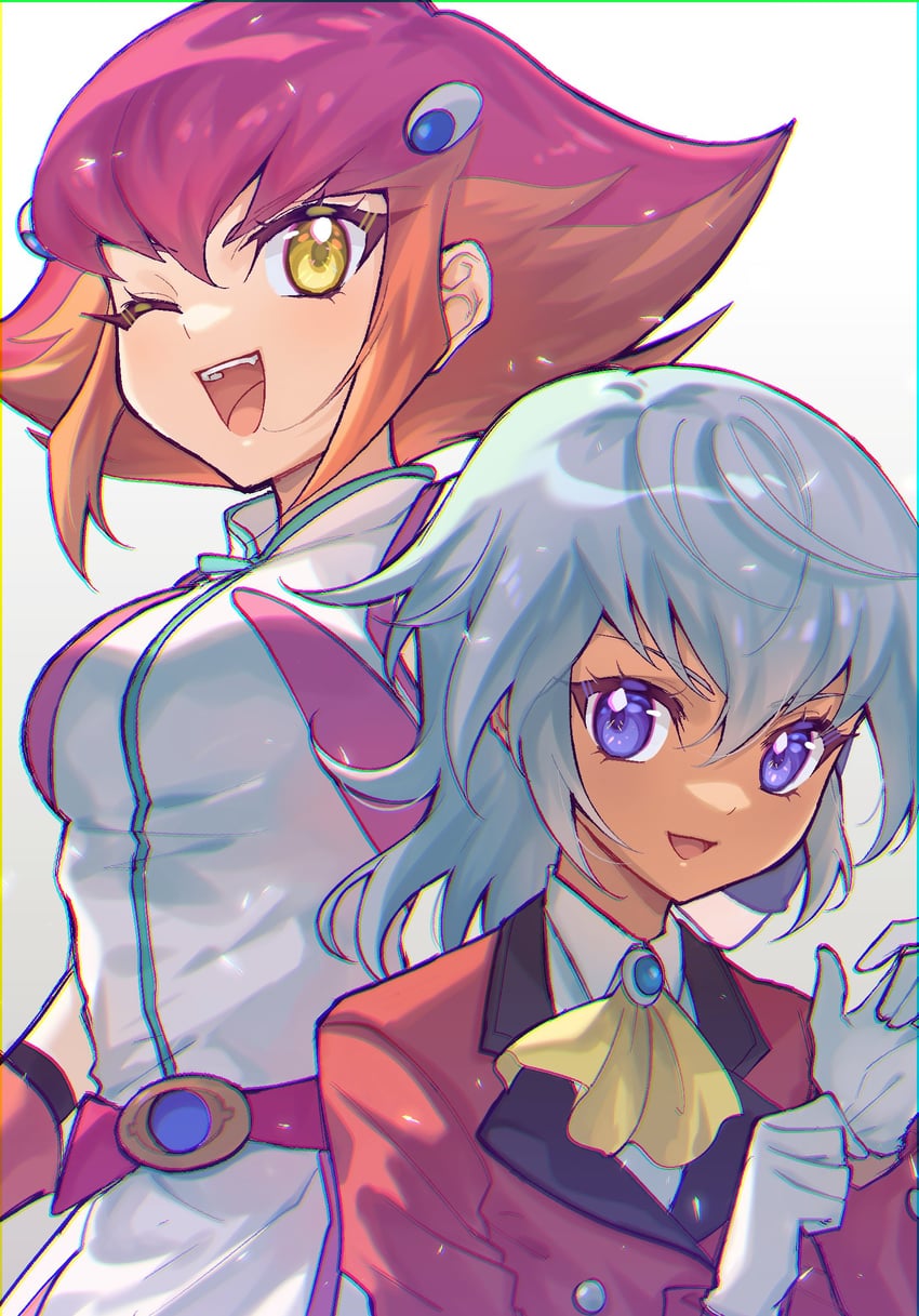 kouzuki anna and mutsuba asana (yu-gi-oh! and 2 more) drawn by pentacle_dark
