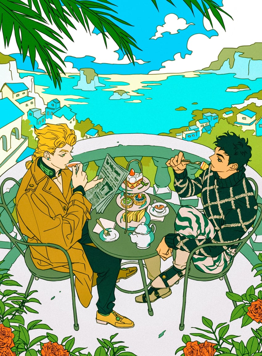 giorno giovanna and guido mista (jojo no kimyou na bouken and 1 more) drawn by 456123r0gue78