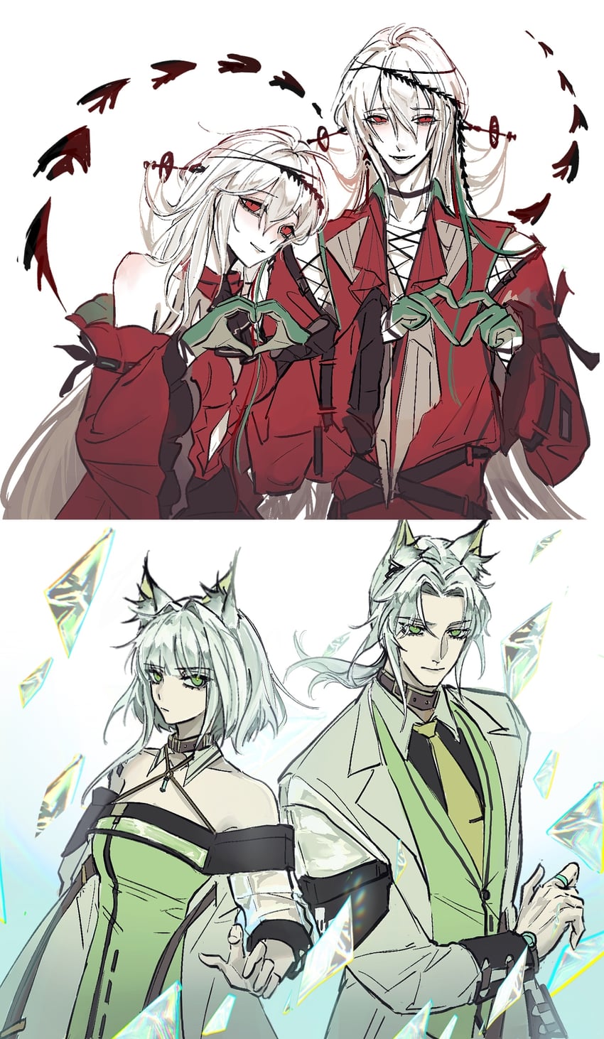 skadi, kal'tsit, and skadi the corrupting heart (arknights) drawn by aaa_shenmi_zuo_fan_ren