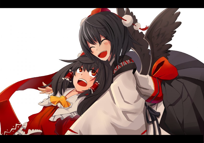 hakurei reimu and shameimaru aya (touhou) drawn by yuki_ahiru