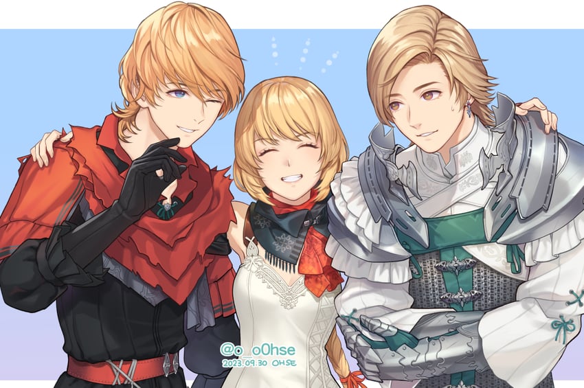 dion lesage, joshua rosfield, and midadol telamon (final fantasy and 1 more) drawn by ohse