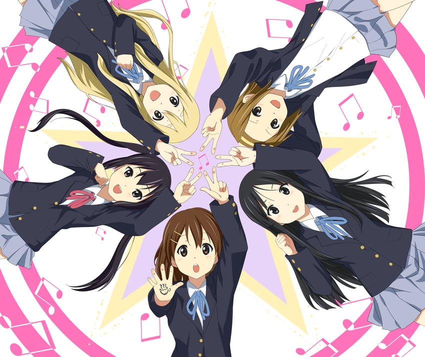 akiyama mio, nakano azusa, hirasawa yui, tainaka ritsu, and kotobuki tsumugi (k-on!) drawn by akimio