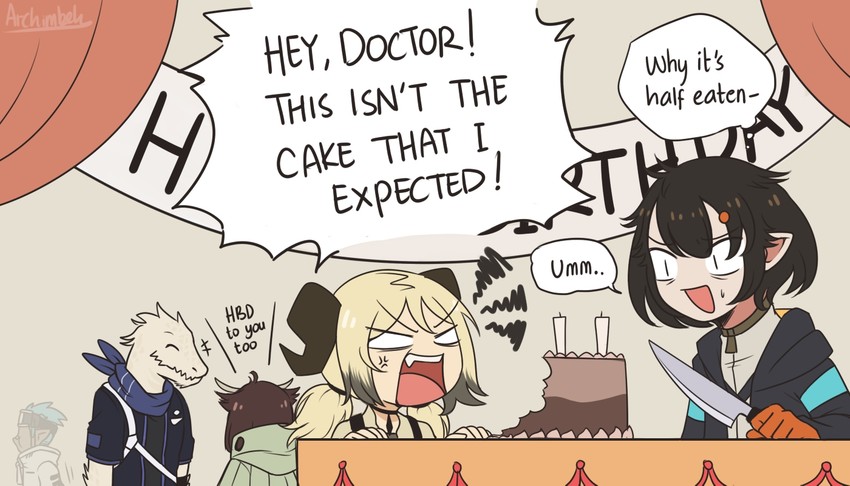 doctor, silence, ifrit, female doctor, ethan, and 1 more (arknights) drawn by archimbek