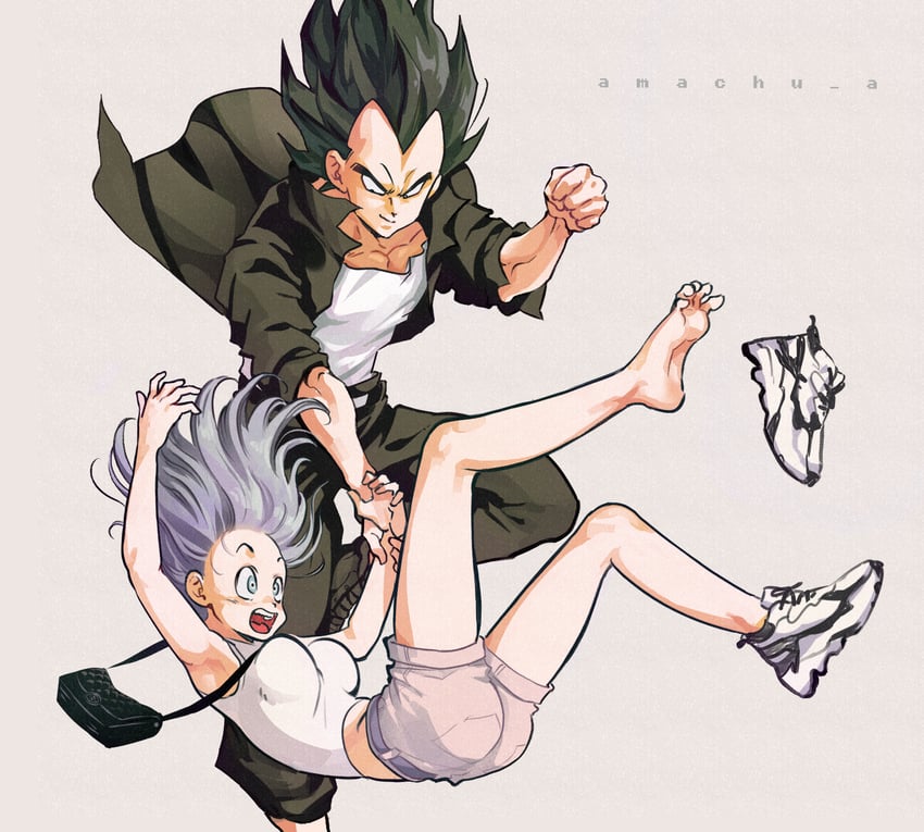 vegeta and bulma (dragon ball and 1 more) drawn by amachu_a
