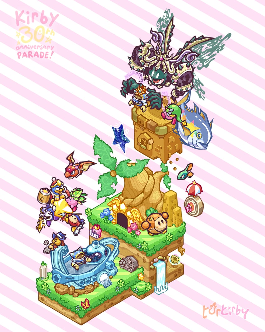 kirby, meta knight, king dedede, magolor, bandana waddle dee, and 11 more (kirby and 1 more) drawn by torkirby