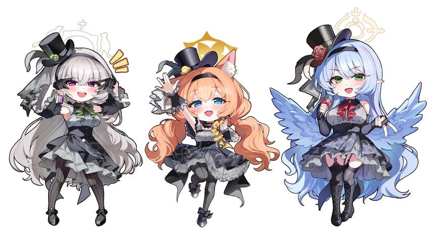 mari, sakurako, and mine (blue archive) drawn by sak_(lemondisk)