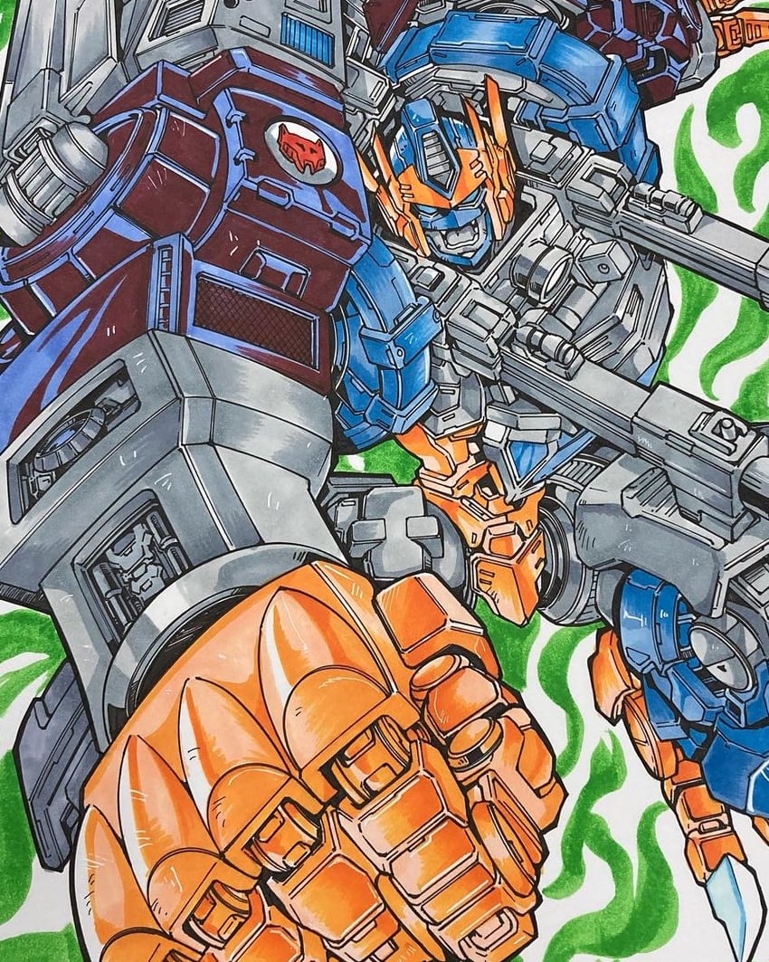optimus primal and optimal optimus (transformers and 2 more) drawn by tsushima_naoto