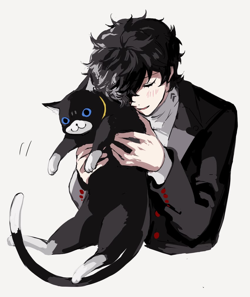 amamiya ren and morgana (persona and 1 more) drawn by saichuu_(more1208)