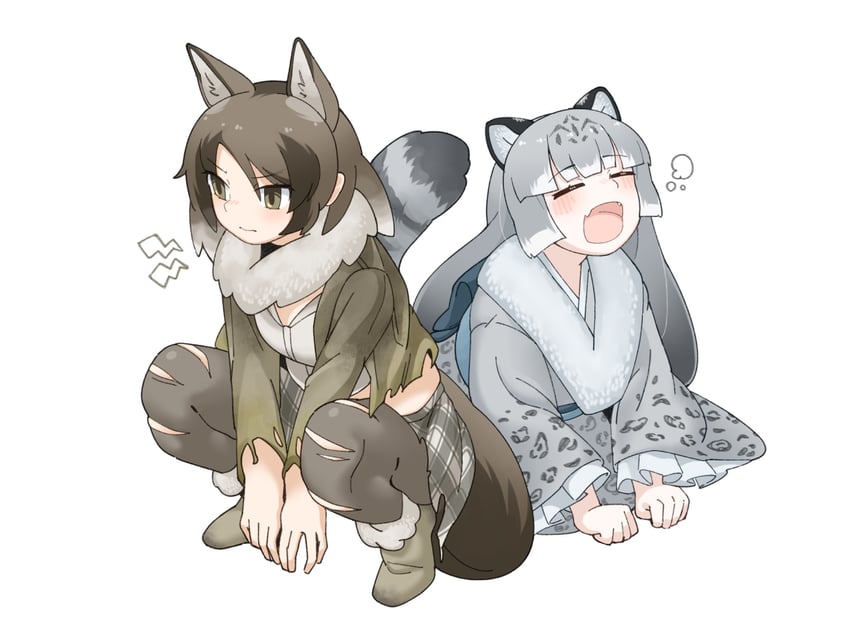 snow leopard and hokkaido wolf (kemono friends) drawn by parsley_(simonov1941)