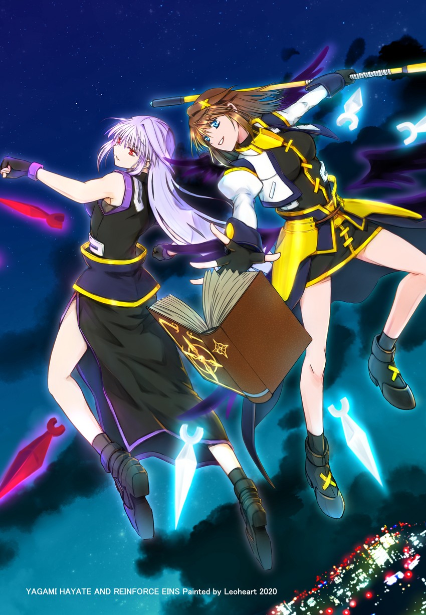 yagami hayate, reinforce, schwertkreuz, and tome of the night sky (lyrical nanoha and 4 more) drawn by leoheart