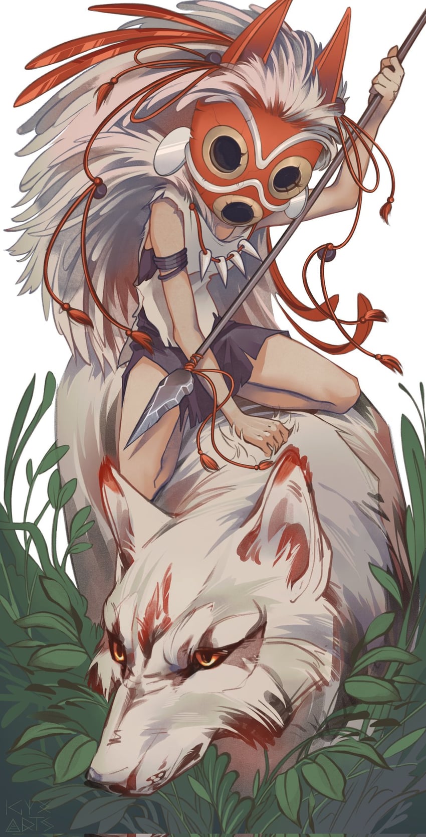 san and moro (studio ghibli and 1 more) drawn by igyx_arts