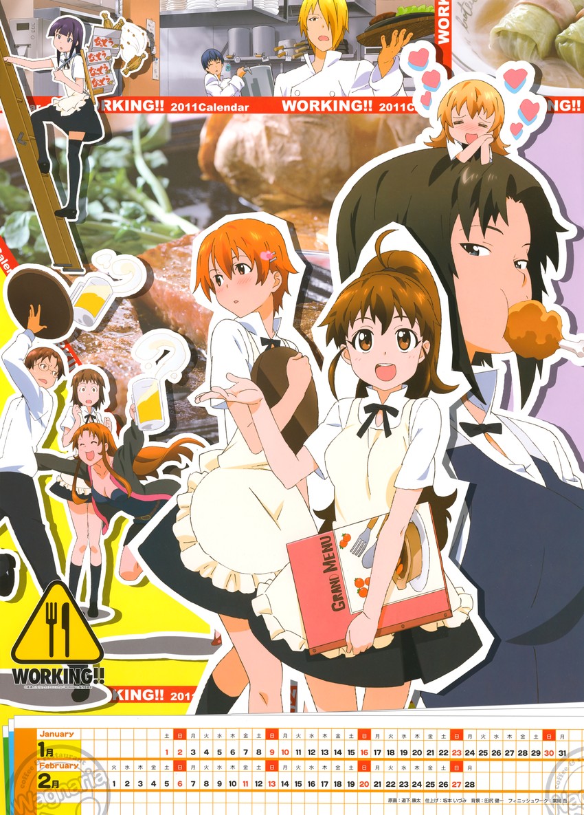 taneshima popura, inami mahiru, yamada aoi, todoroki yachiyo, satou jun, and 5 more (working!!) drawn by michishita_kouta