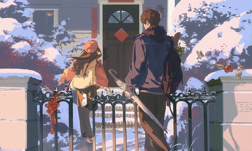 protagonist and caleb (love and deepspace) drawn by yuyumu