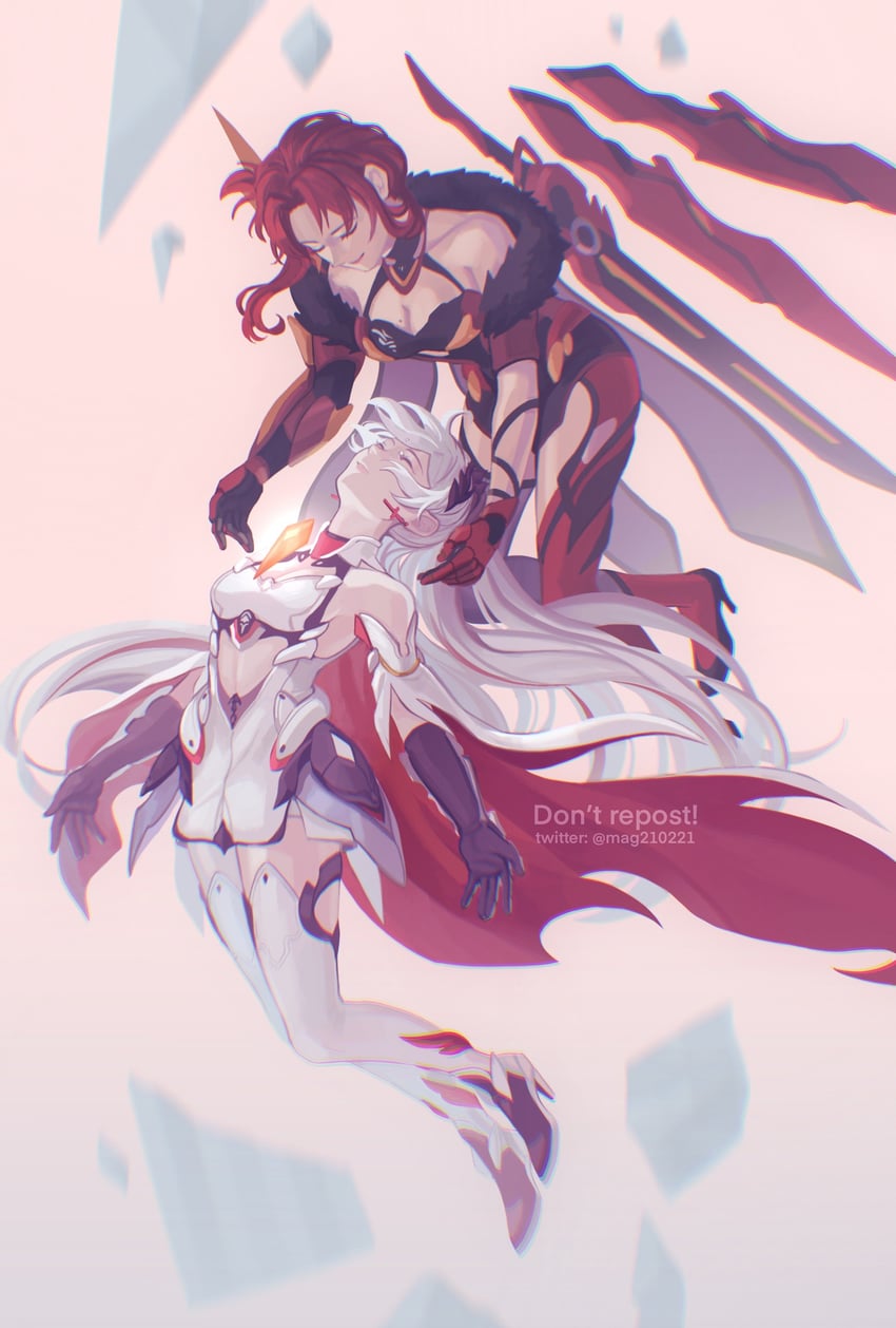 kiana kaslana and murata himeko (honkai and 1 more) drawn by marina_mag