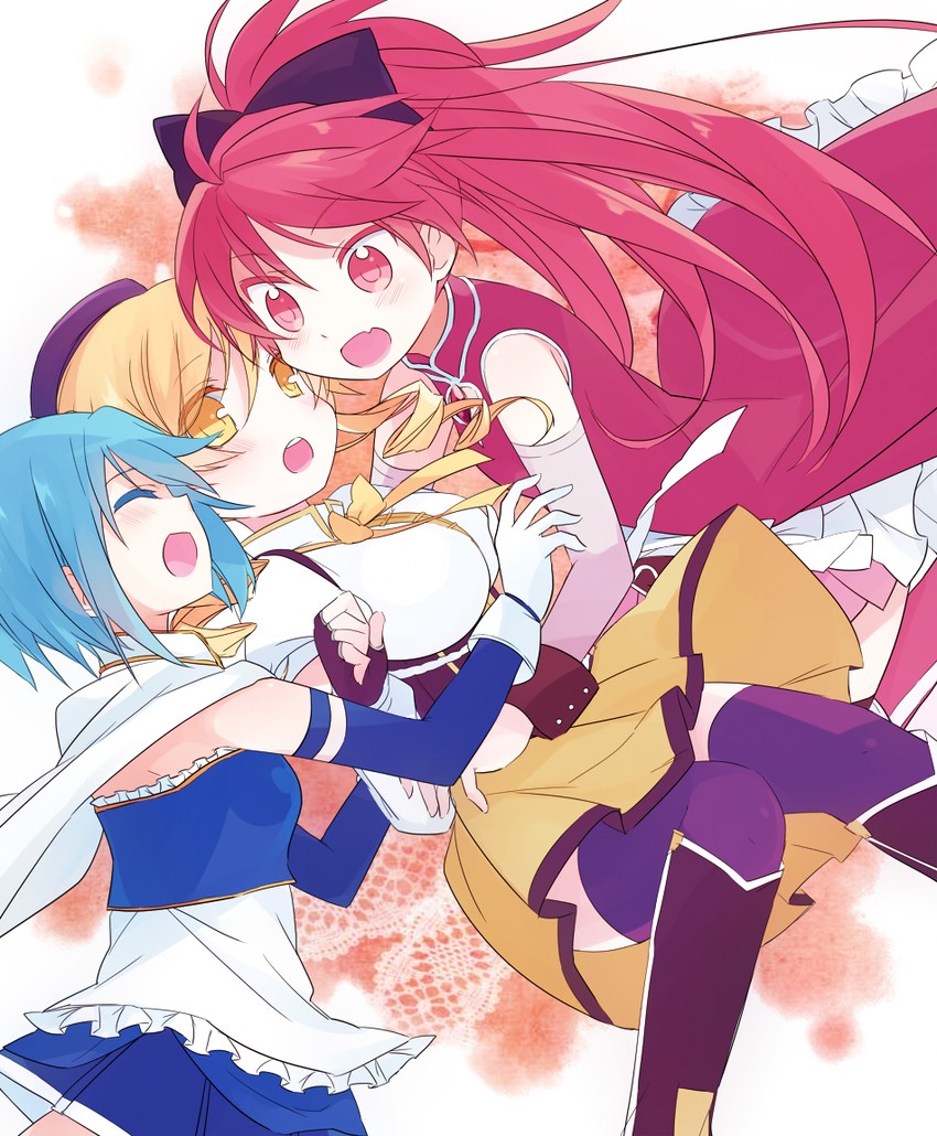 miki sayaka, sakura kyoko, and tomoe mami (mahou shoujo madoka magica) drawn by mizuki_(koko_lost)