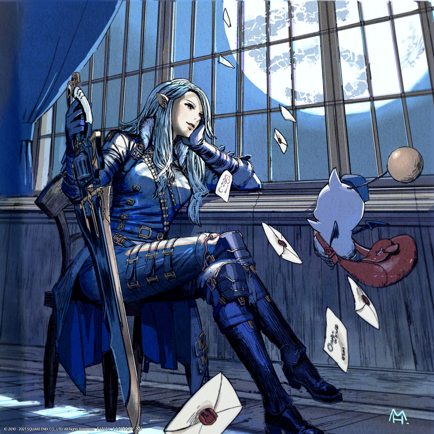 warrior of light, moogle, and gunbreaker (final fantasy and 1 more) drawn by mariko_higashi