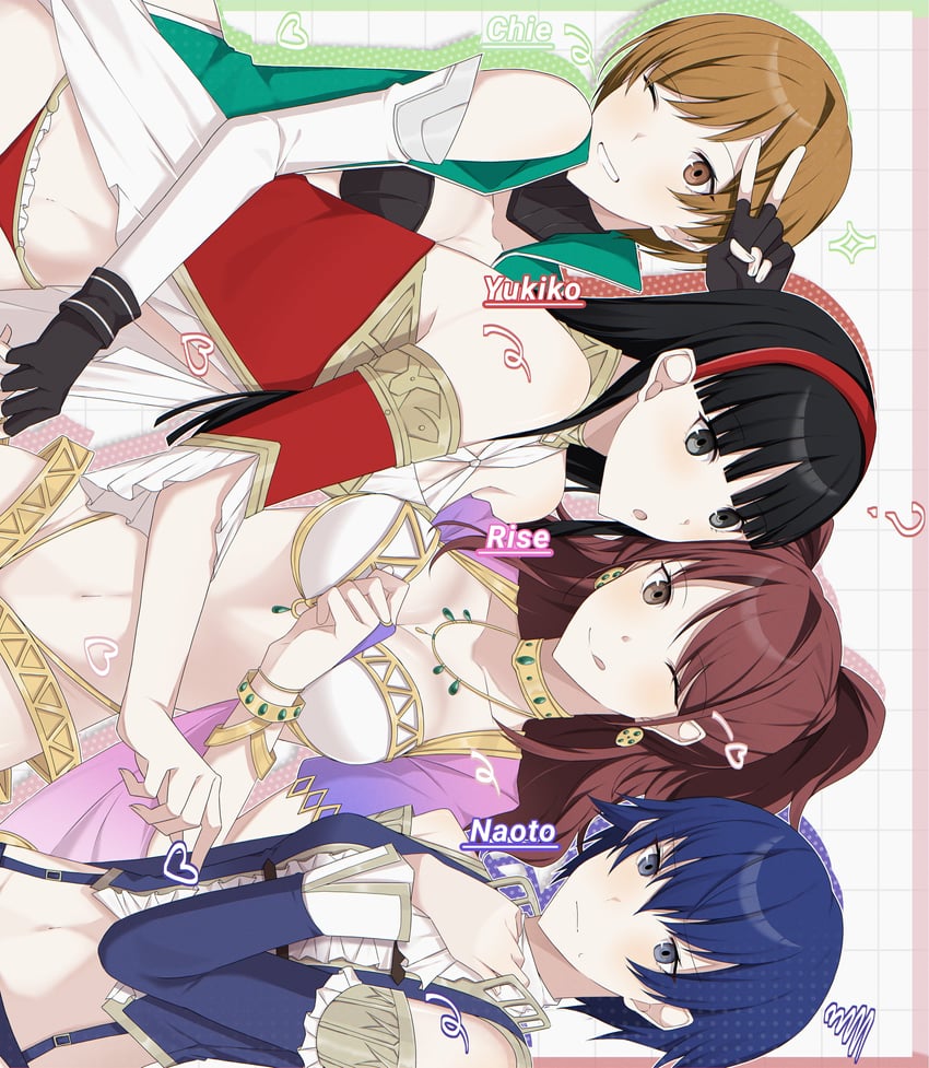 shirogane naoto, satonaka chie, kujikawa rise, and amagi yukiko (persona and 2 more) drawn by pakipaki821