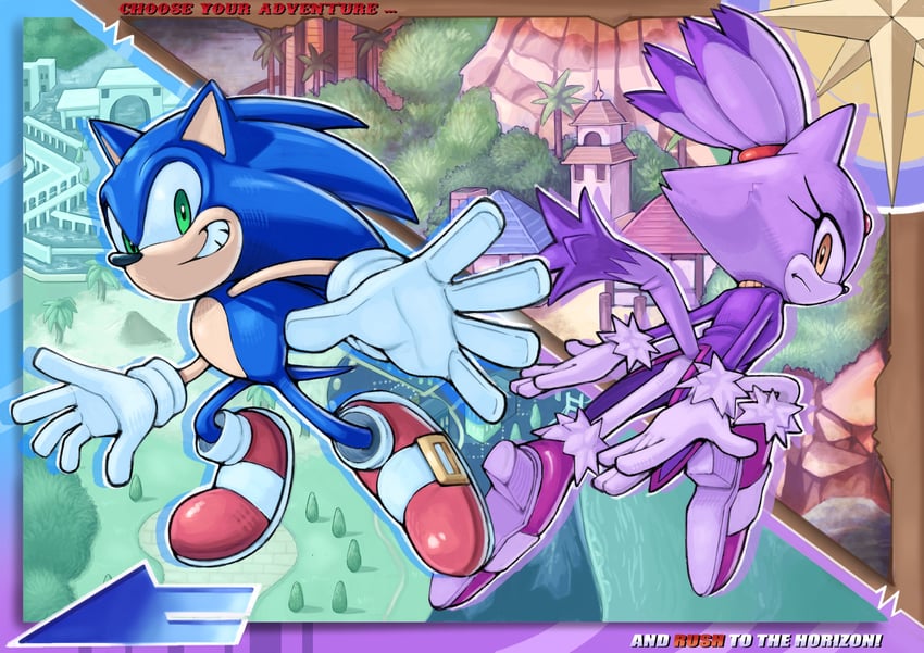 sonic the hedgehog and blaze the cat (sonic and 2 more) drawn by kopikup