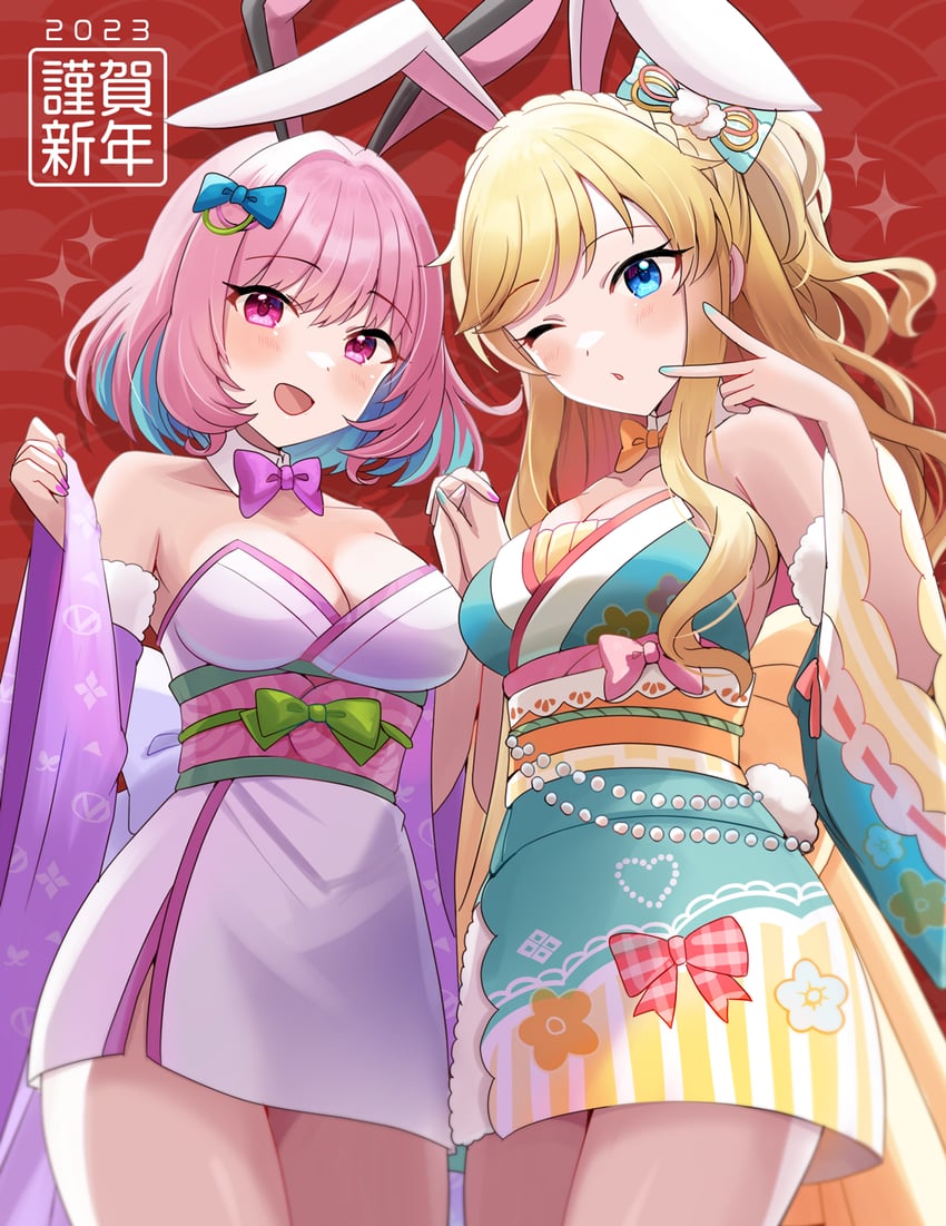 yumemi riamu and ohtsuki yui (idolmaster and 2 more) drawn by sakura_ran