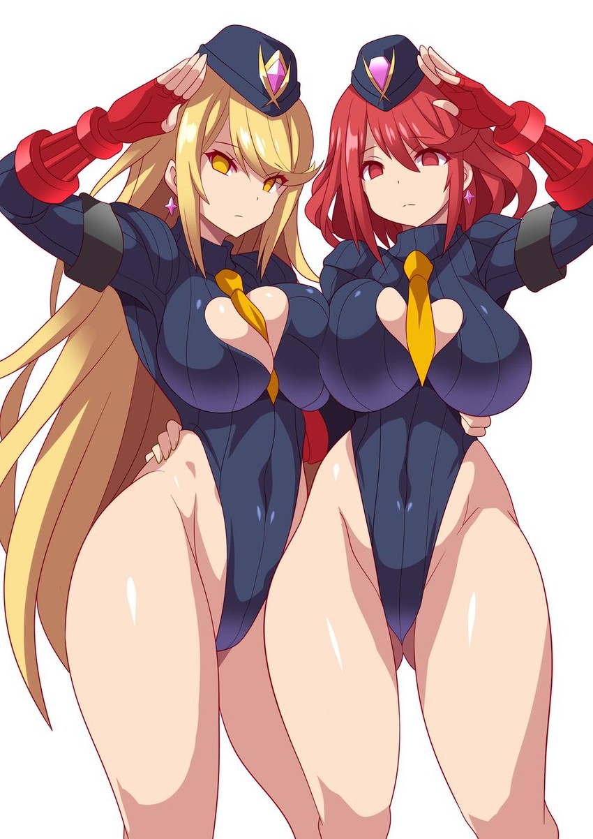 pyra and mythra (street fighter and 2 more) drawn by konno_tohiro