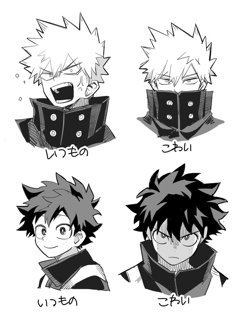 midoriya izuku and bakugou katsuki (boku no hero academia) drawn by mimisu