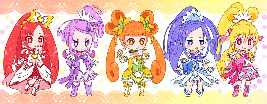 hishikawa rikka, aida mana, kenzaki makoto, yotsuba alice, cure heart, and 5 more (precure and 1 more) drawn by yupiteru