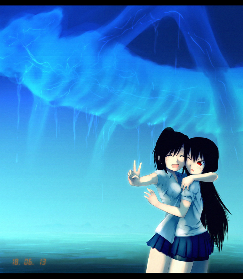 amano shinobu and amano tsubaki (original) drawn by onibi_(foxhound4185)