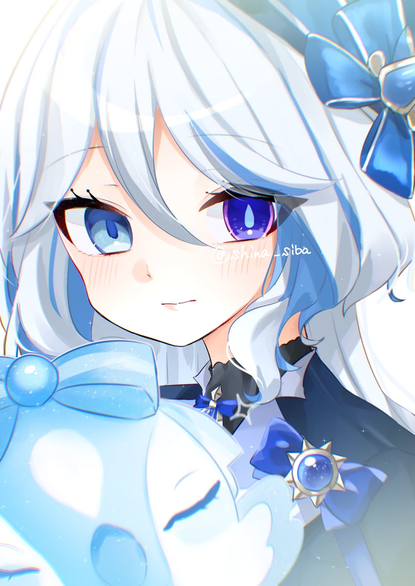 furina and surintendante chevalmarin (genshin impact) drawn by inu_peach