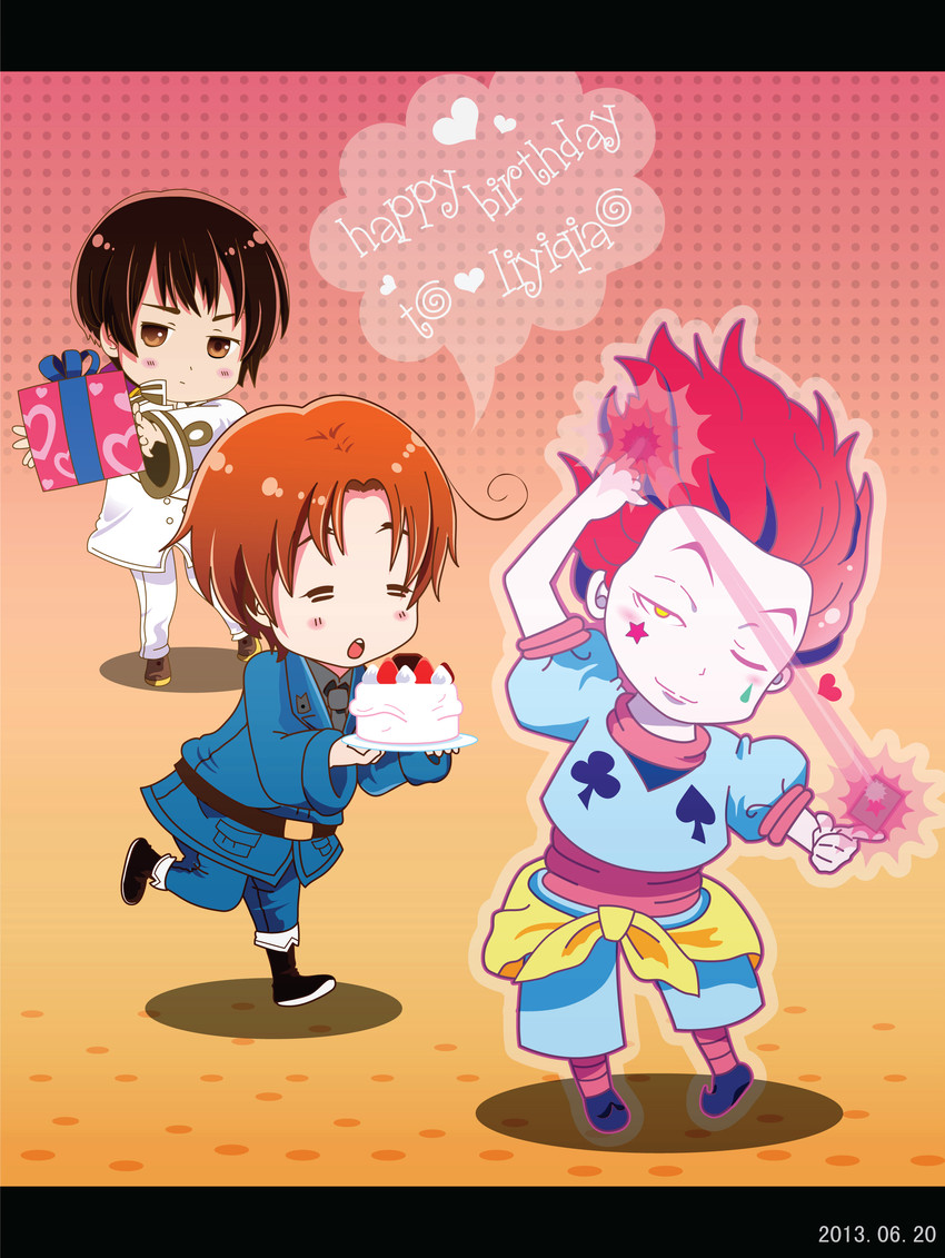 japan, northern italy, hisoka morow, namikawa daisuke, and takahashi hiroki (axis powers hetalia and 1 more) drawn by x3xlll