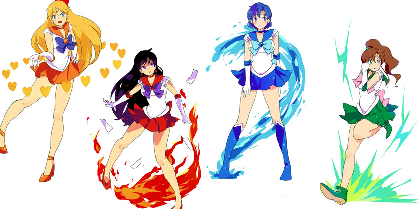 mizuno ami, aino minako, hino rei, kino makoto, sailor mercury, and 3 more (bishoujo senshi sailor moon) drawn by kiku-ichi