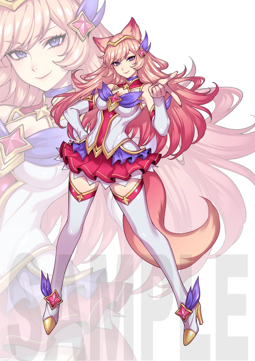 ahri and star guardian ahri (league of legends) drawn by fishine